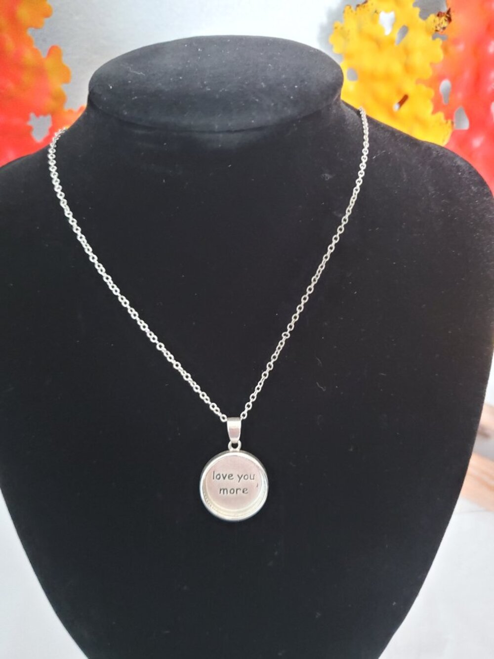 Silver Tone Love You More Necklace with 18 inch chain